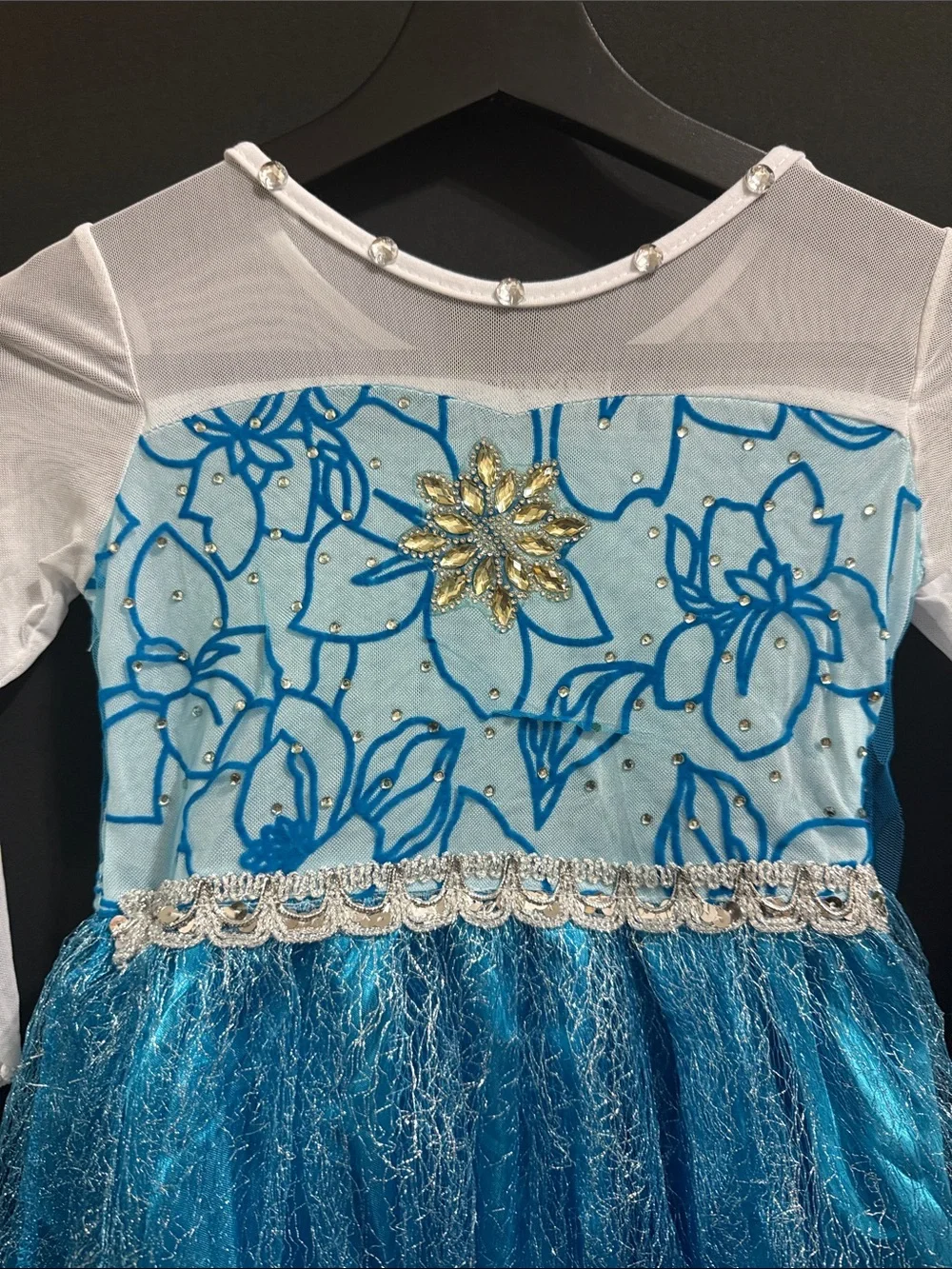Girls Frozen Inspired Blue Sparkle Princess Costume Dress